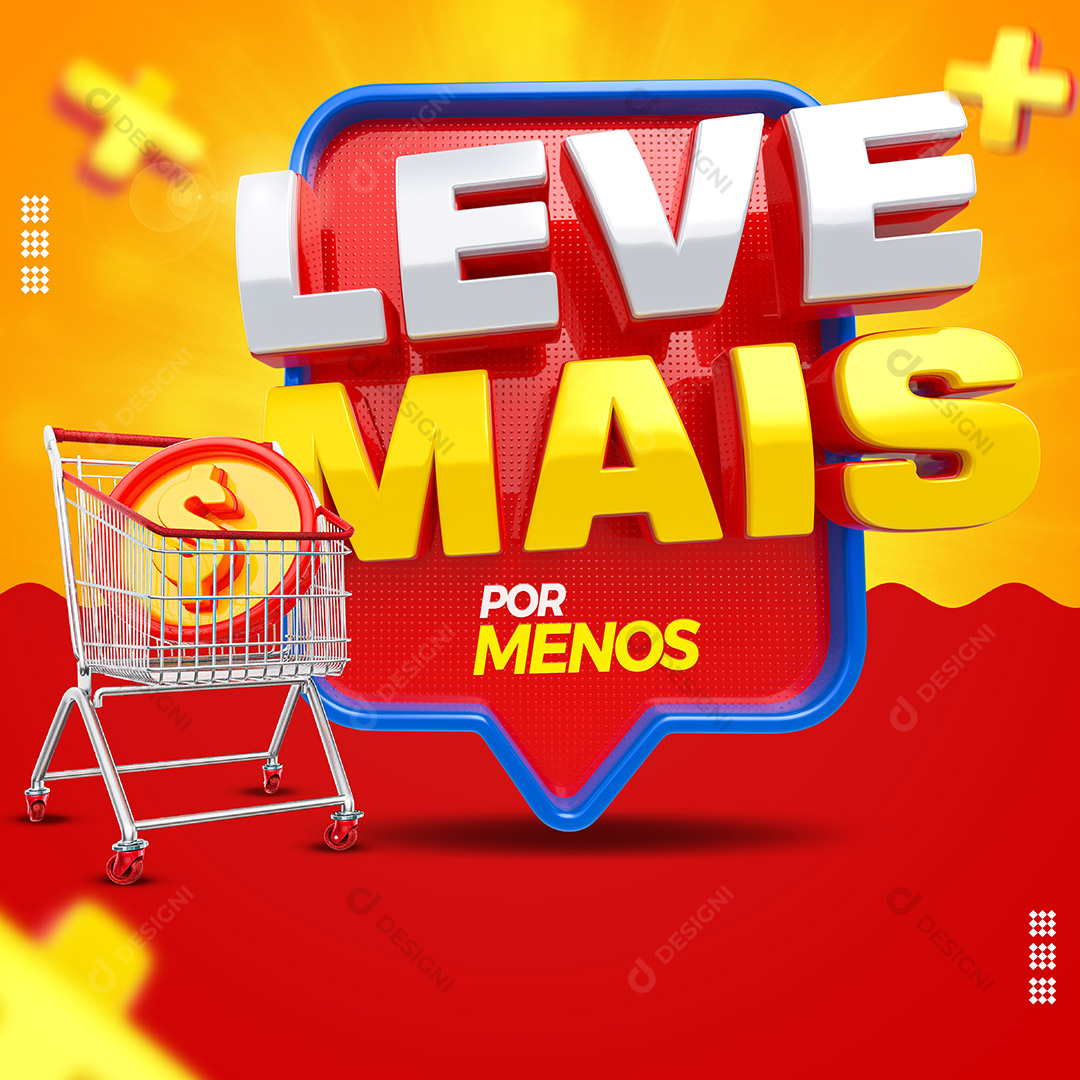 Selo 3D Leve Mais Por Menos Social Media PSD