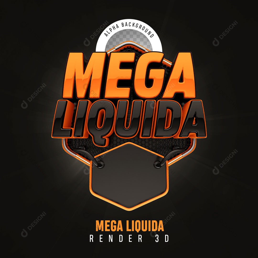 Mega Liquida Selo 3D Elemento Para Composição PNG Transparente