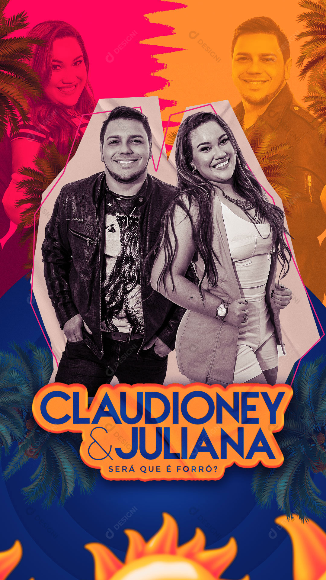Story Flyer Evento Show Artistas Claudioney e Juliana Social Media PSD Editável