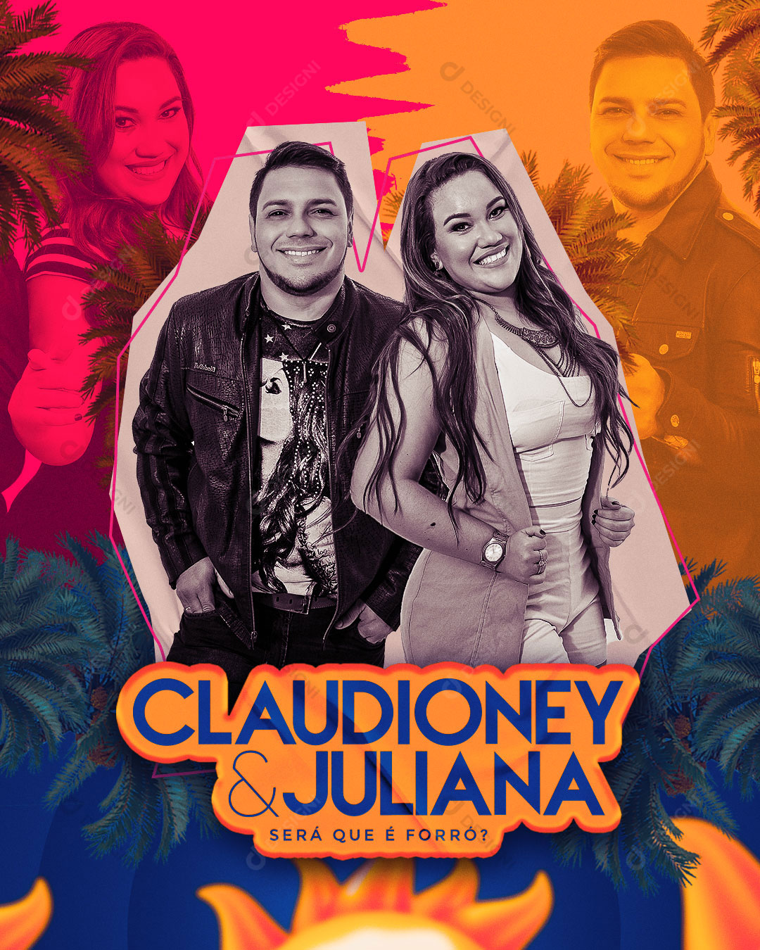 Flyer Evento Show Artistas Claudioney e Juliana Social Media PSD Editável