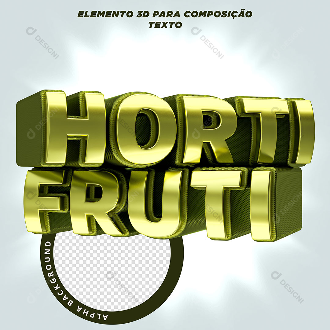 Hortifruti Texto 3D Elemento Para Composição PSD