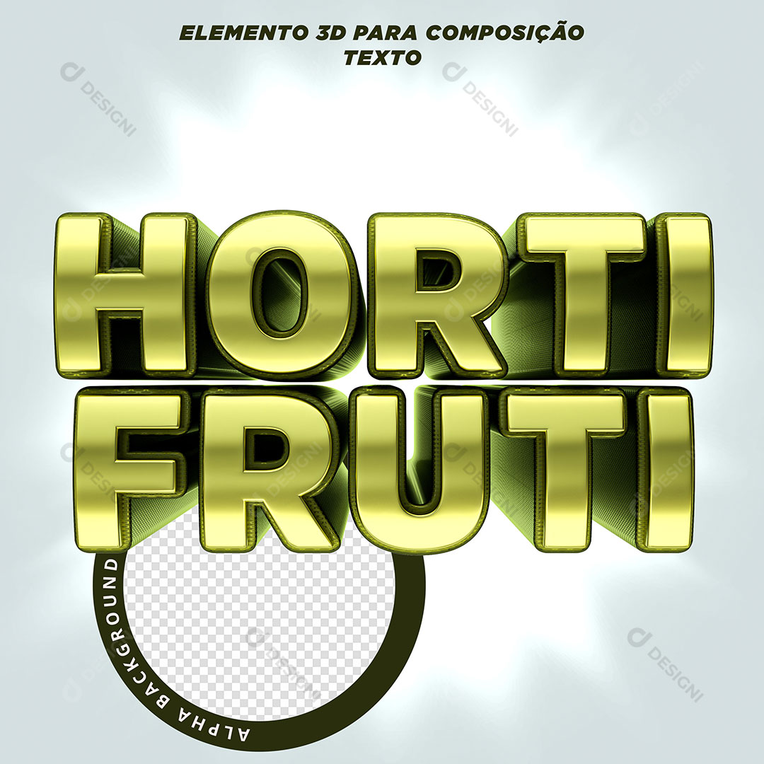 Hortifruti Texto 3D Elemento Para Composição PSD