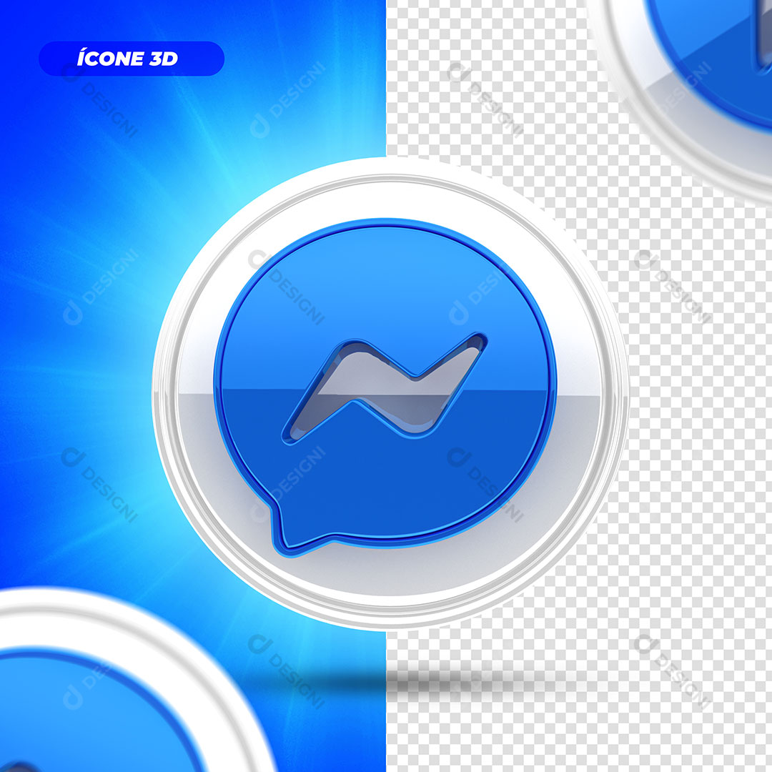 Facebook Messenger Ícone 3D Para Composição PSD + PNG Transparente