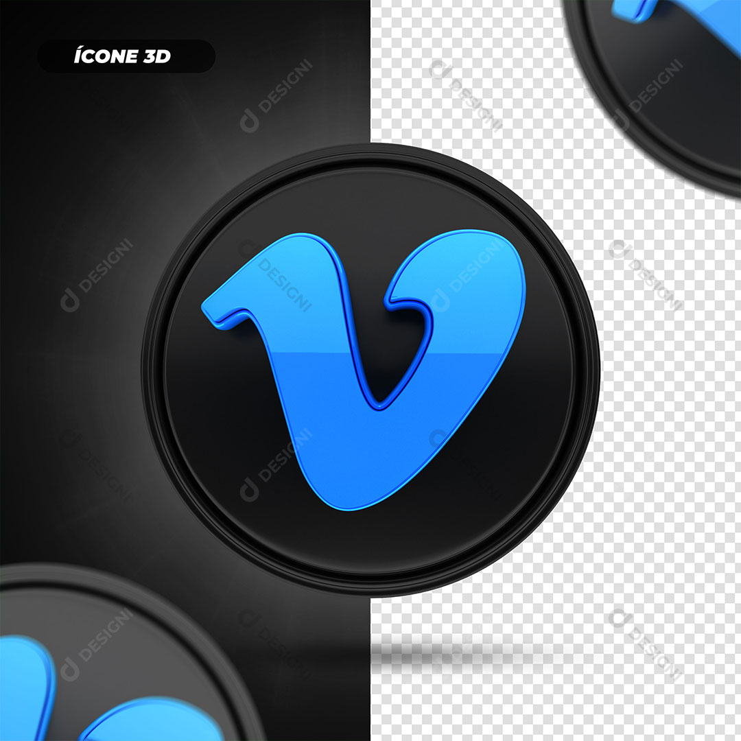 Ícone 3D Vimeo Elemento Para Composição PSD + PNG Transparente