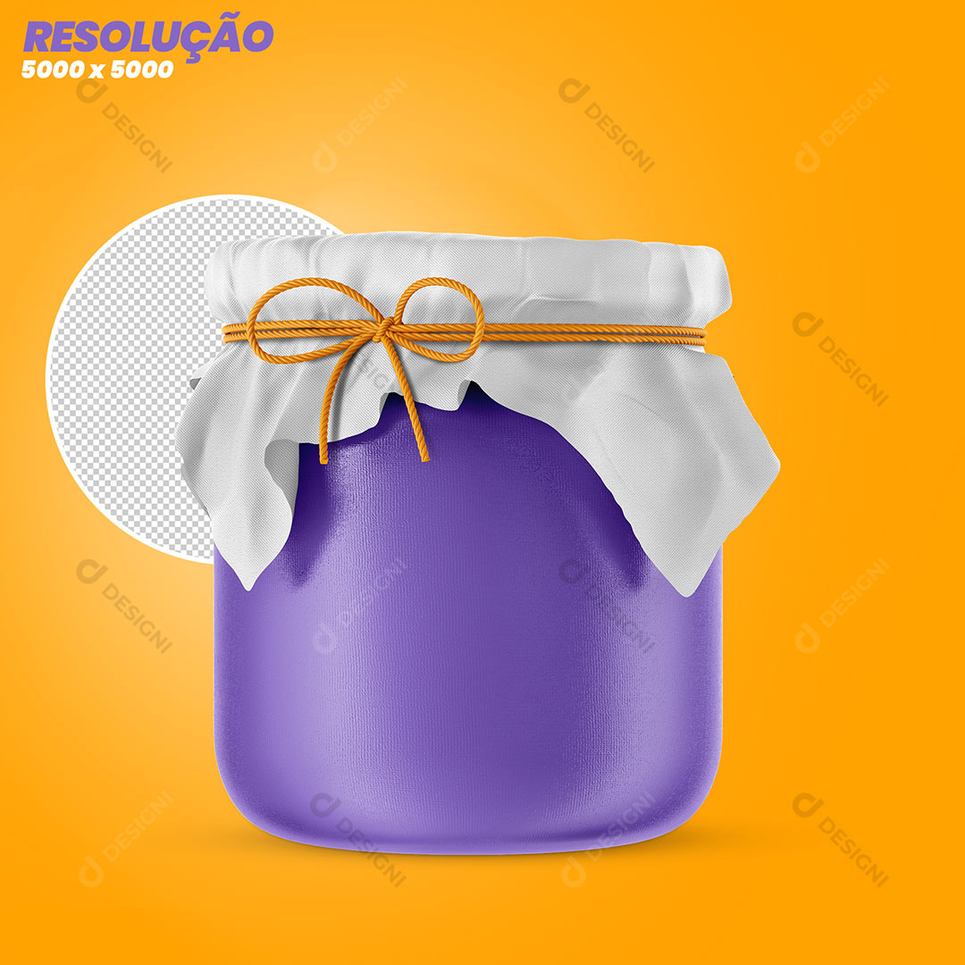 Elemento 3D Pote de Cor Roxo Para Composição PSD