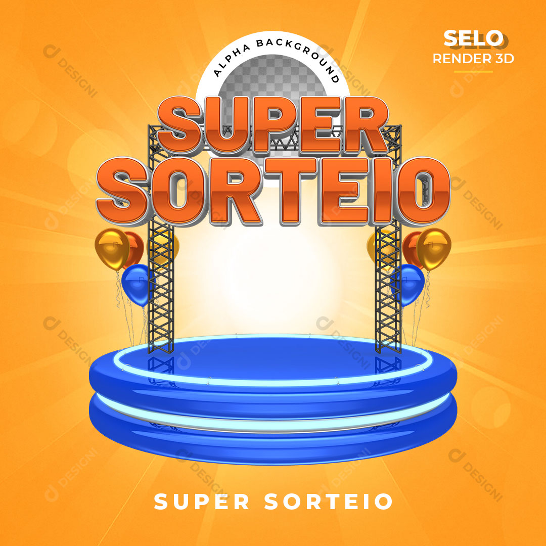 Super Sorteio Selo 3D Para Composição PNG Transparente