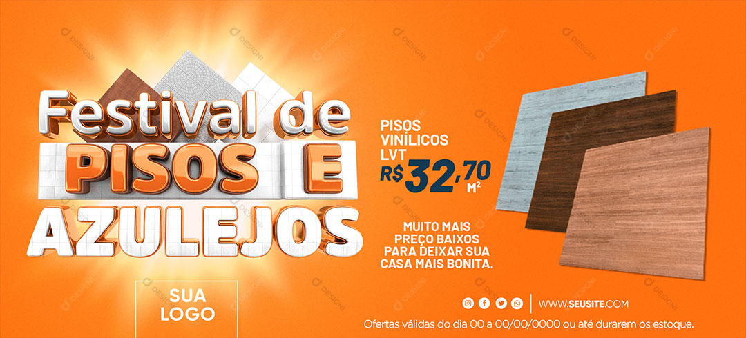 Banner Festival de Pisos e Azulejo Social Media PSD Editável