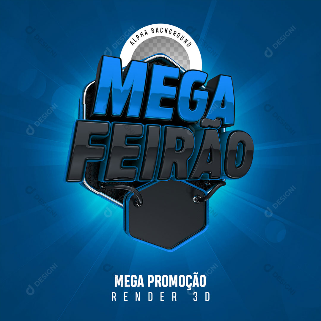 Mega Feirão 3D Stamp For Composition Transparent PNG