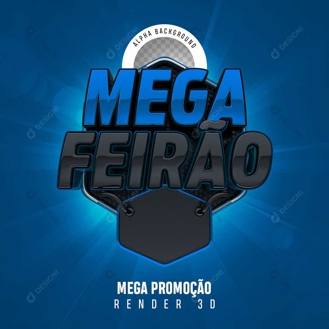 Mega Feirão Selo 3D Para Composição PNG Transparente