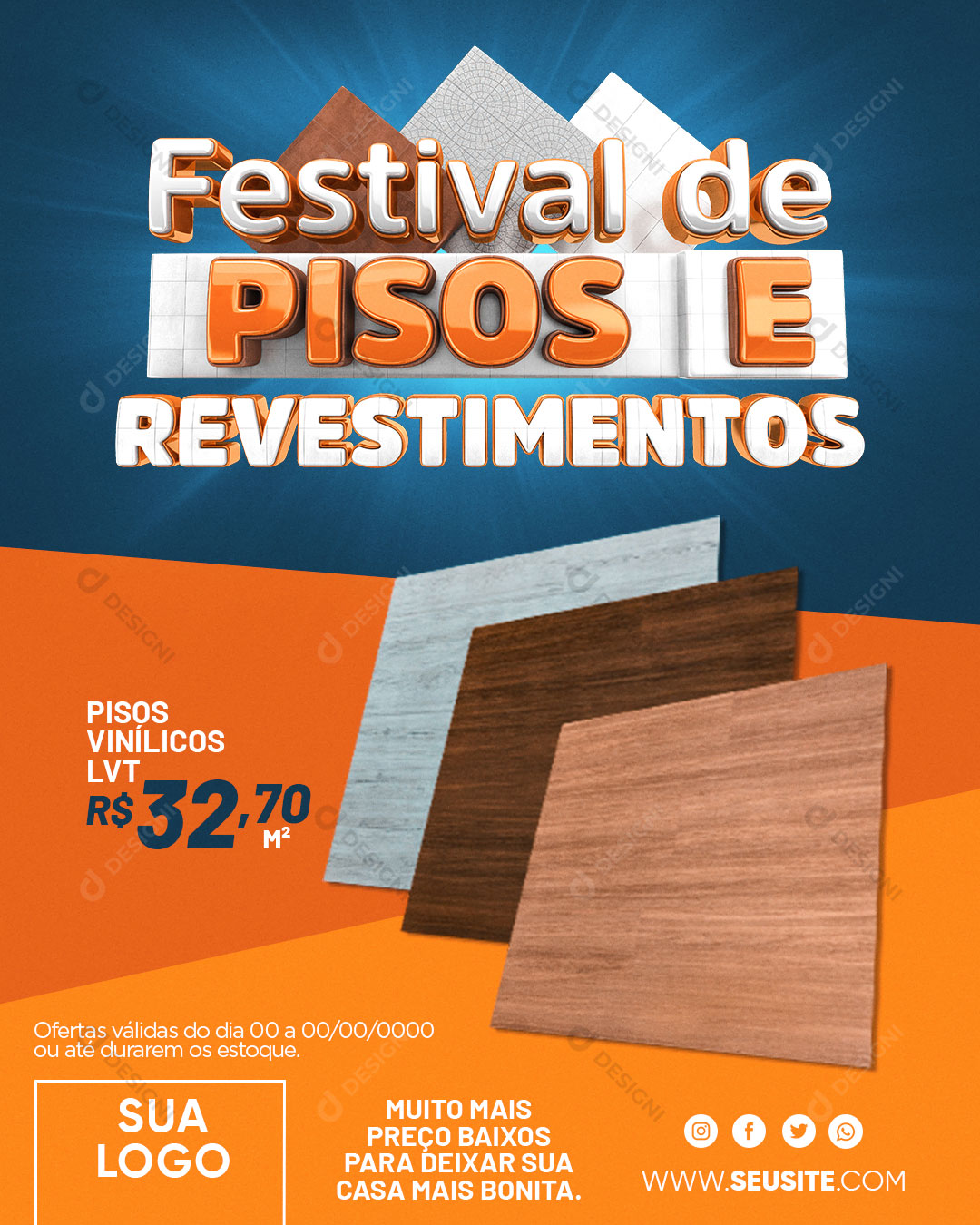 Festival de Pisos e Revestimento Produtos Social Media PSD Editável