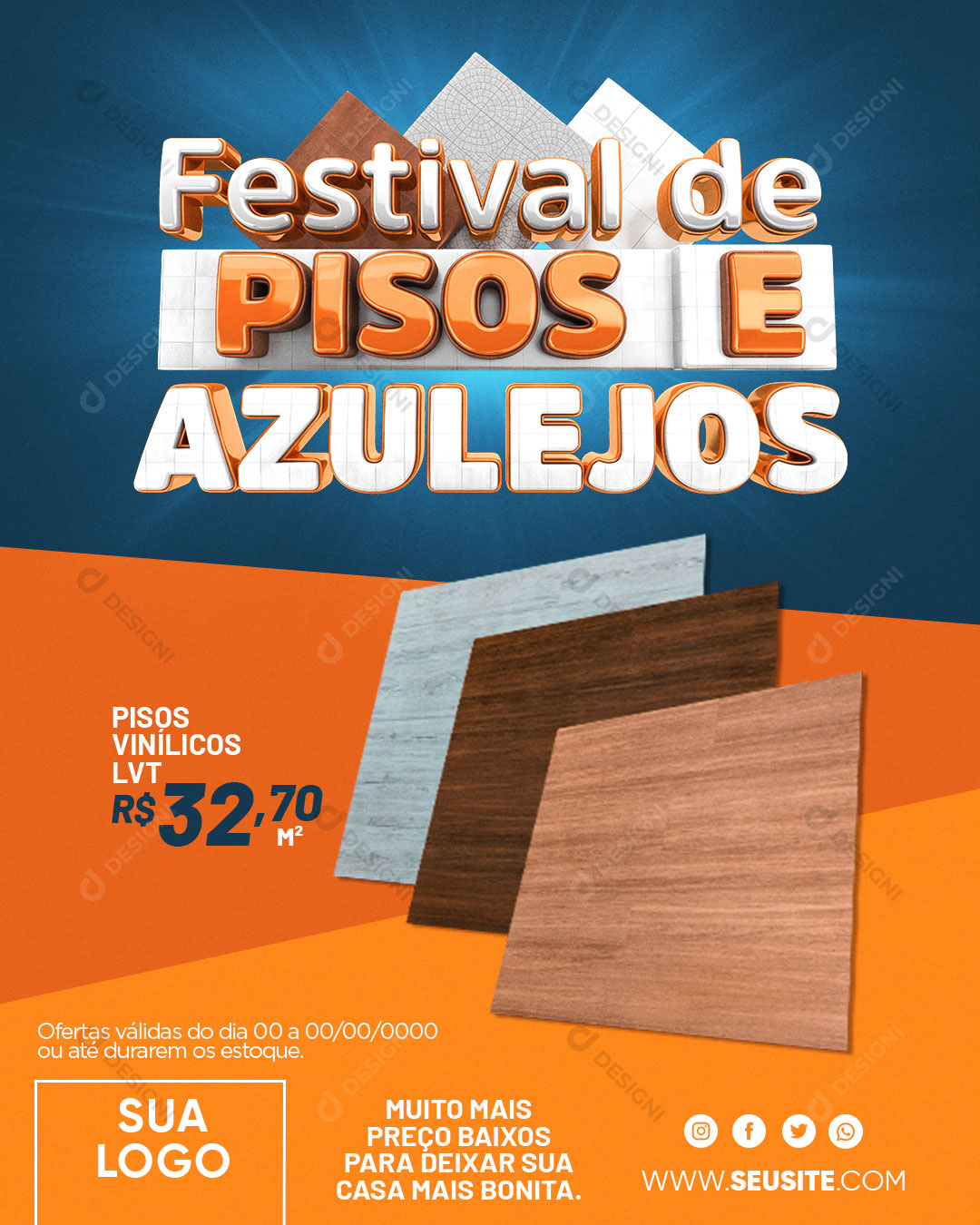 Festival de Pisos e Azulejos Produtos Social Media PSD Editável