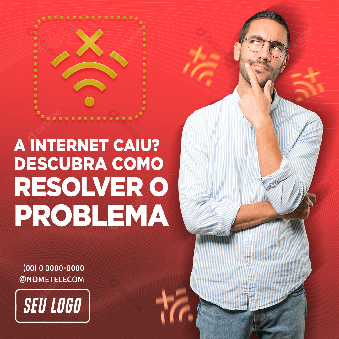 A Internet Caiu Descubra Como Resolver Social Media PSD Editável