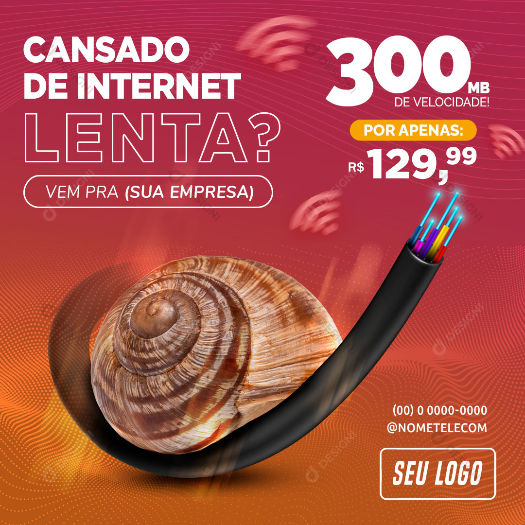 Cansado de Internet Lenta Social Media PSD Editável