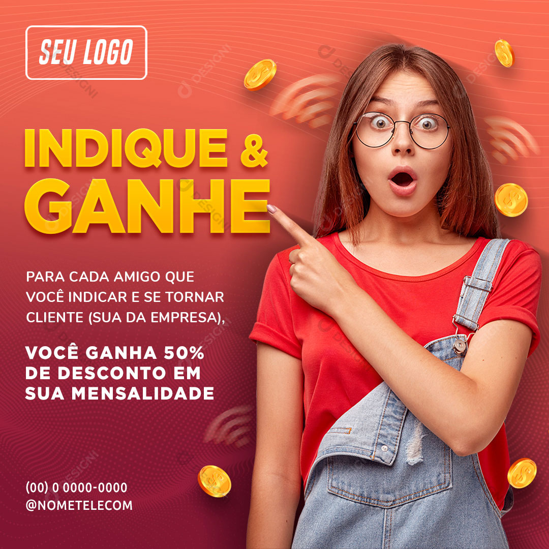 Indique e Ganhe Social Media PSD Editável