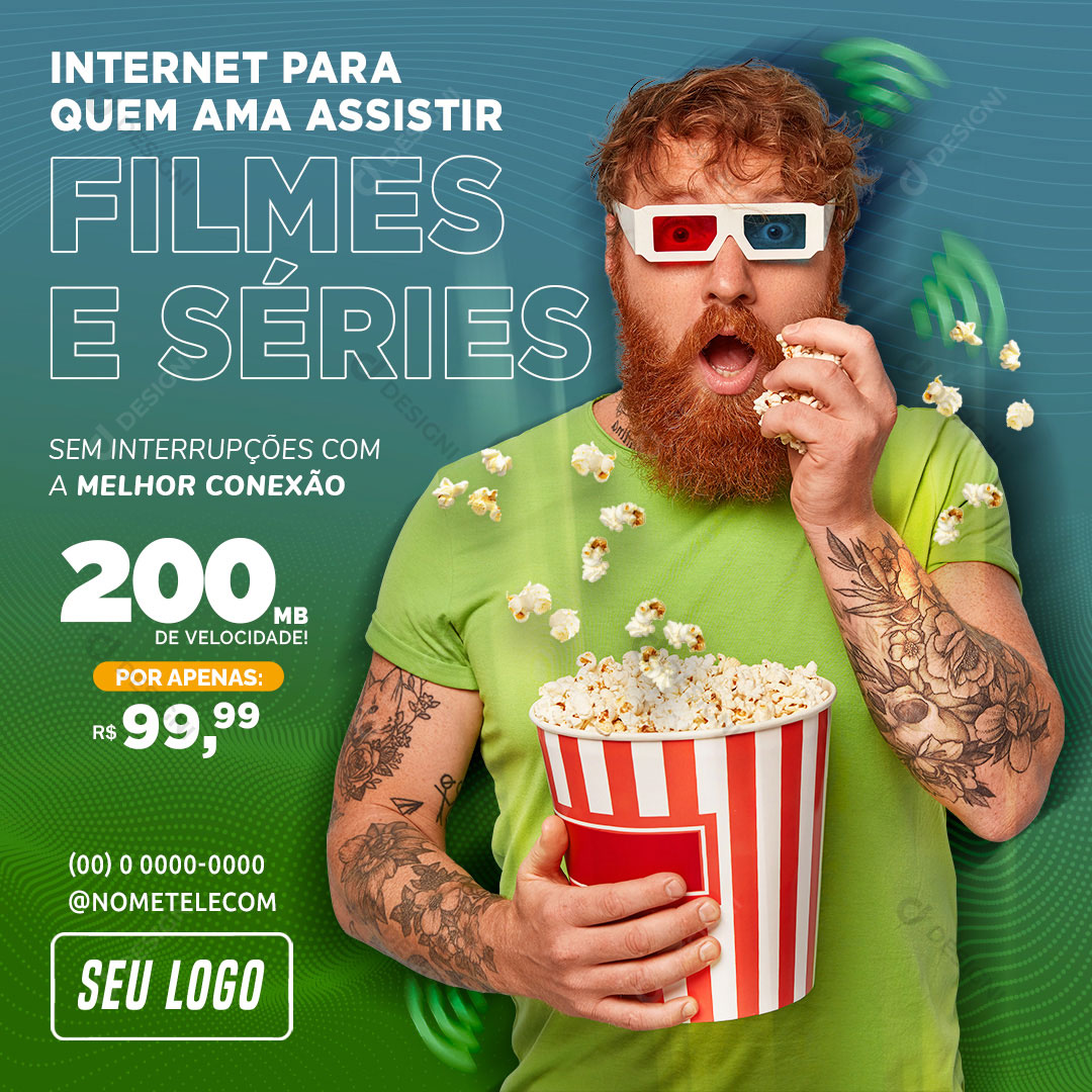 Internet Para Quem Ama Assistir Social Media PSD Editável