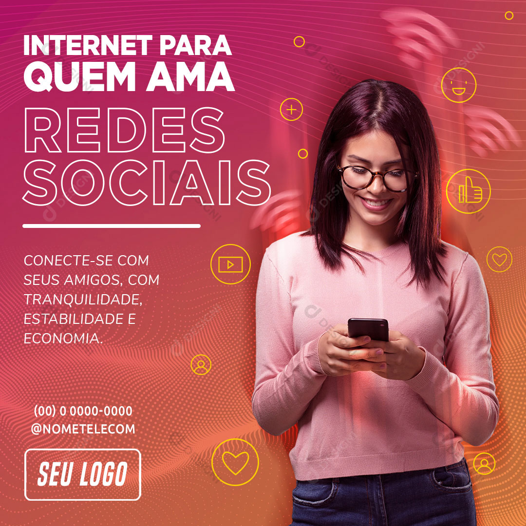 Internet Para Quem Ama Redes Sociais Social Media PSD Editável
