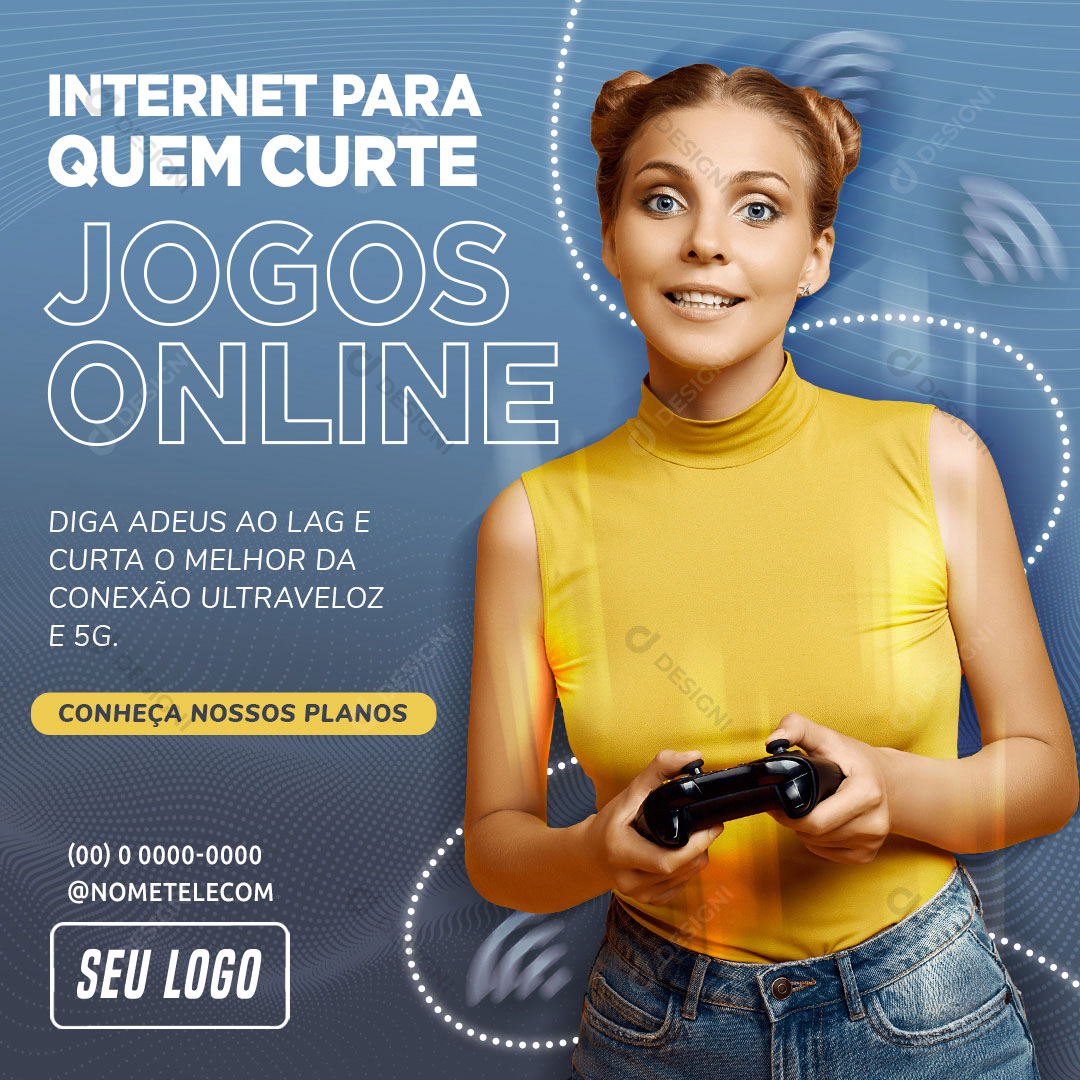 Internet Para Quem Curti Jogos Online Social Media PSD Editável