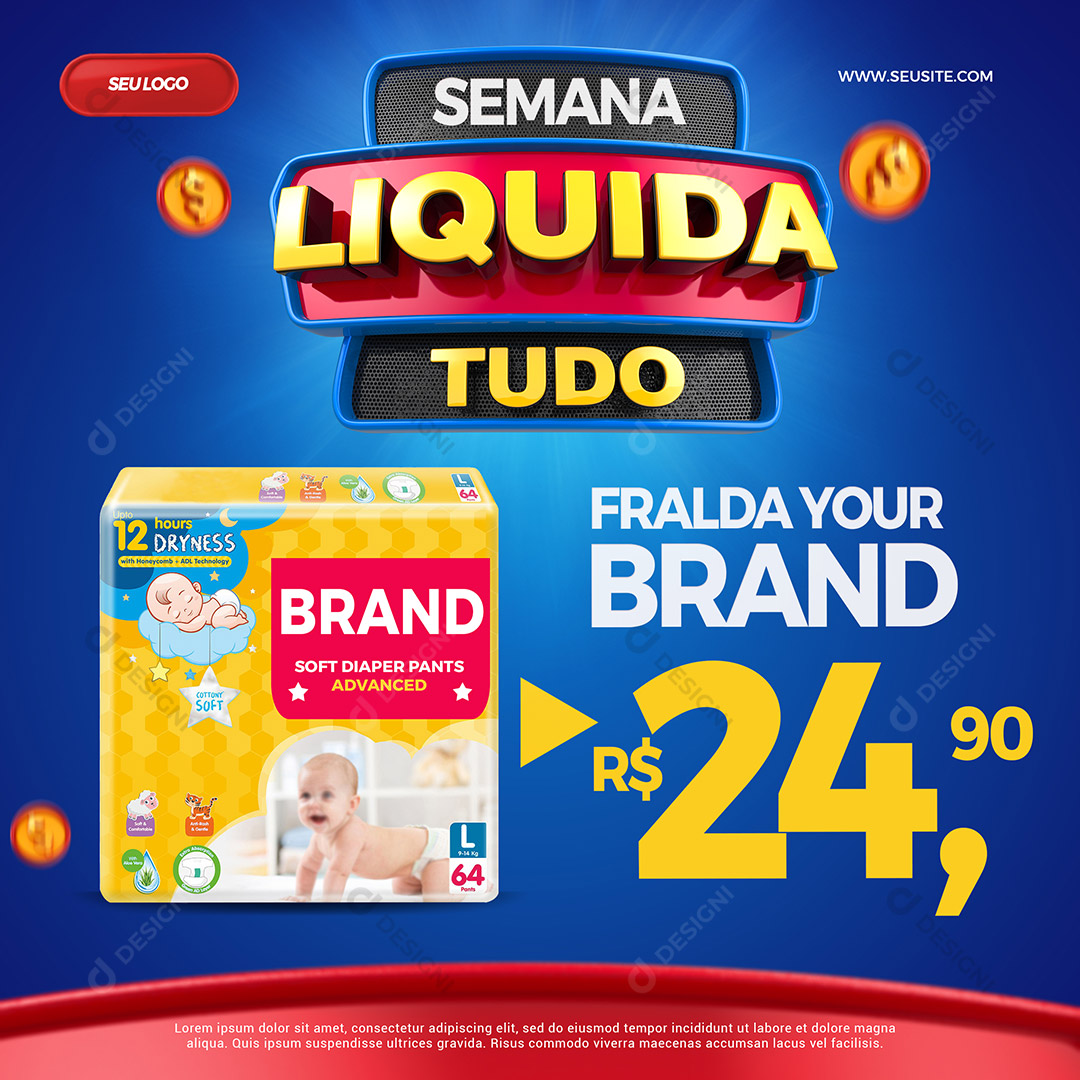 Semana Liquida Tudo Frada Social Media PSD Editável