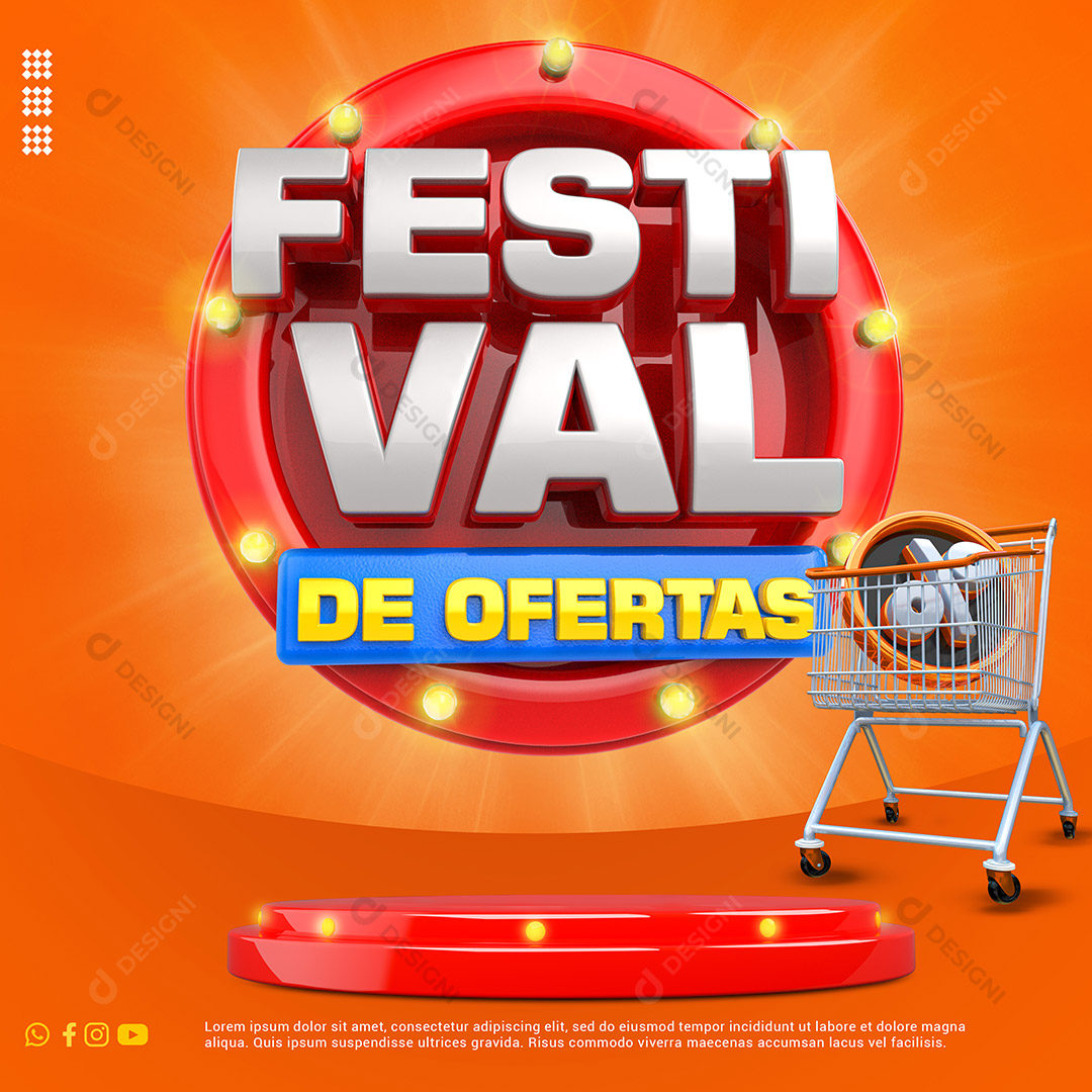 Selo 3D Festival de Ofertas Lojas Supermercados PSD