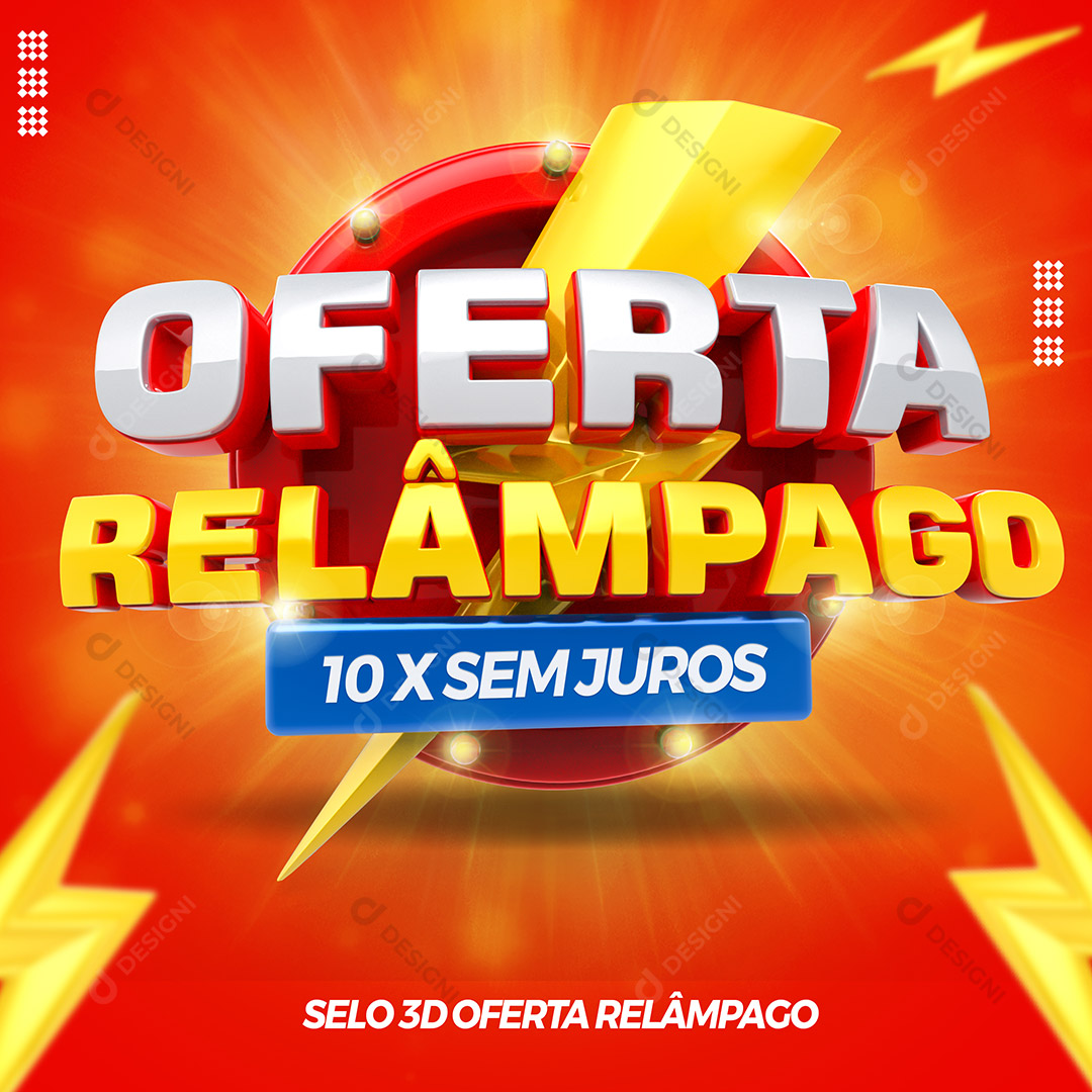 Oferta Relâmpago Selo 3D Social Media PSD