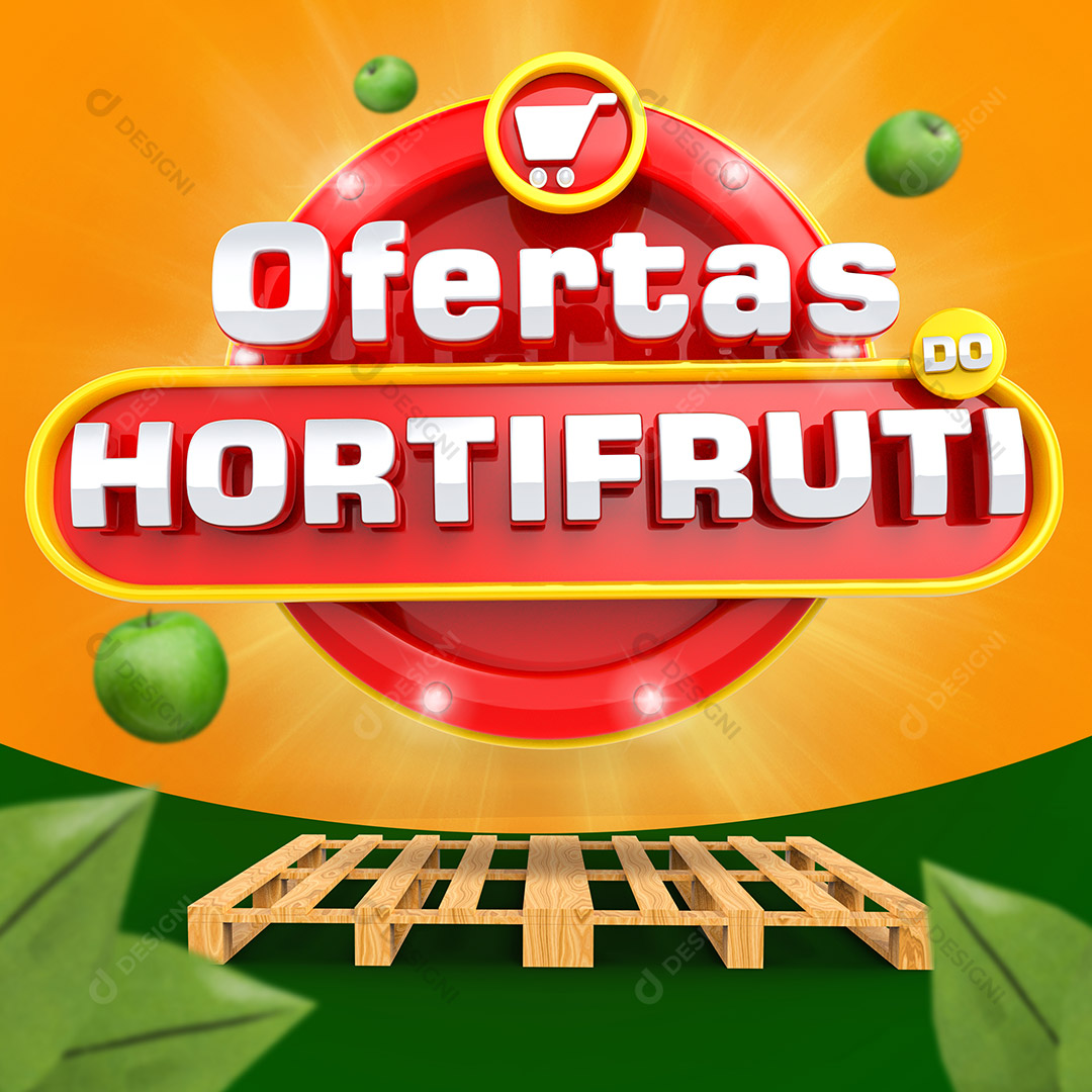 Ofertas do Hortifrúti Selo 3D Para Composição PSD