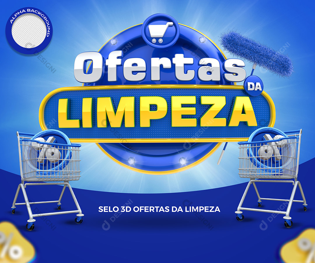 Selo 3D Ofertas da Limpeza PSD Para Composição