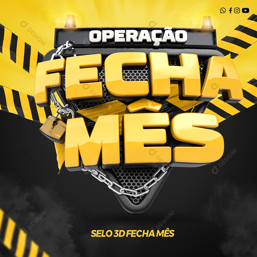 Selo 3D Operação Fecha Mês PSD Para Composição