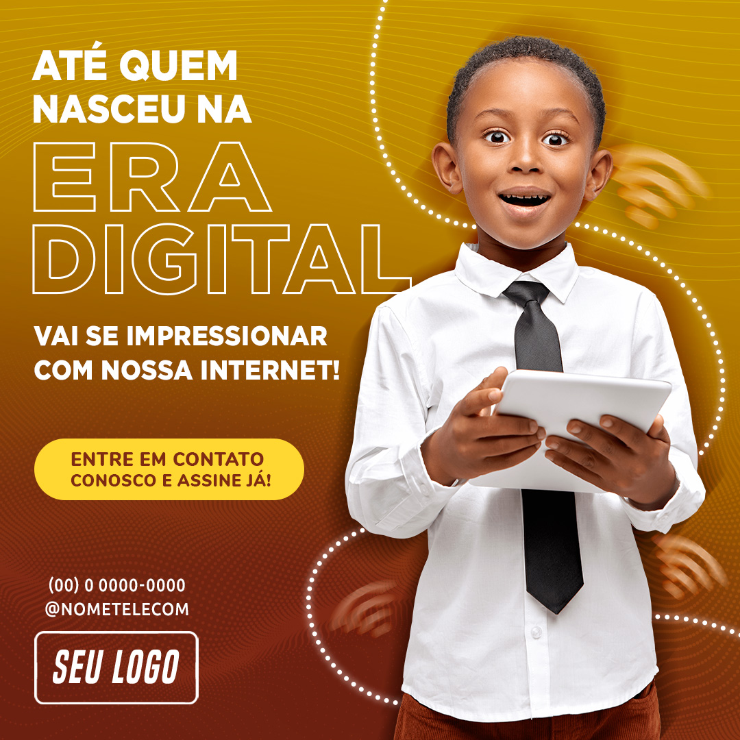 Internet Até Quem Nasceu na Era Digital Social Media PSD Editável
