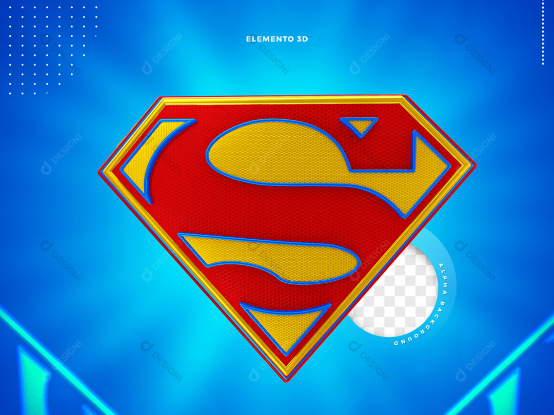 Super S Selo 3D Elemento Para Composição PSD + PNG Transparente