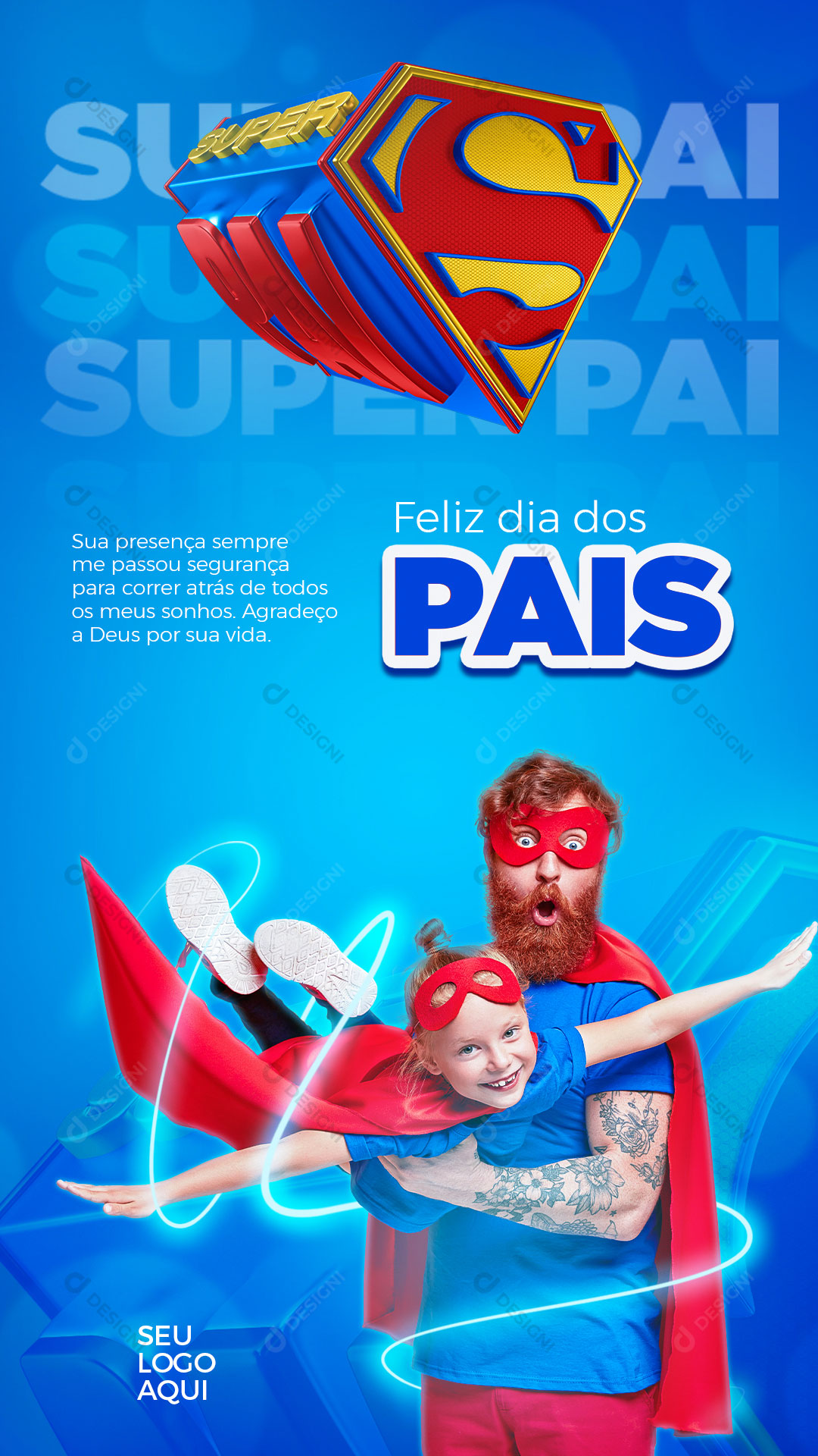 Story Feliz Dia dos Pais Super Pai Selo Social Media PSD Editável