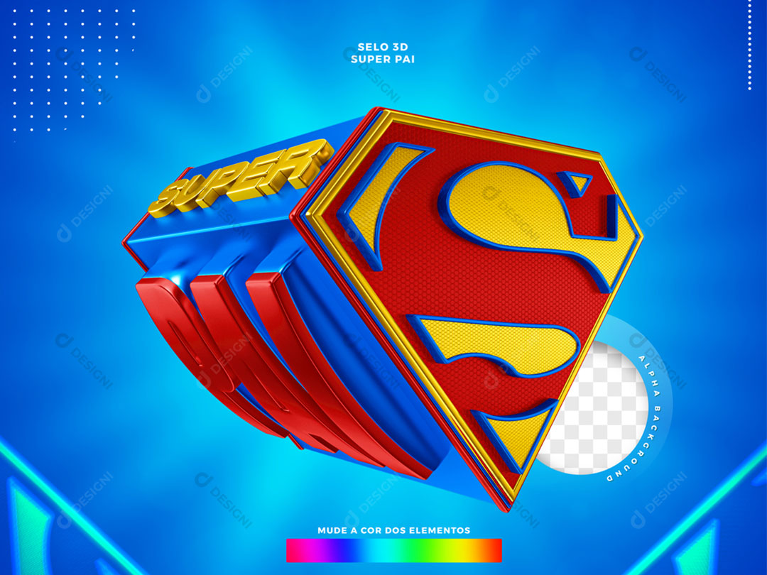 Super Pai Selo 3D Elemento Para Composição PSD Editável