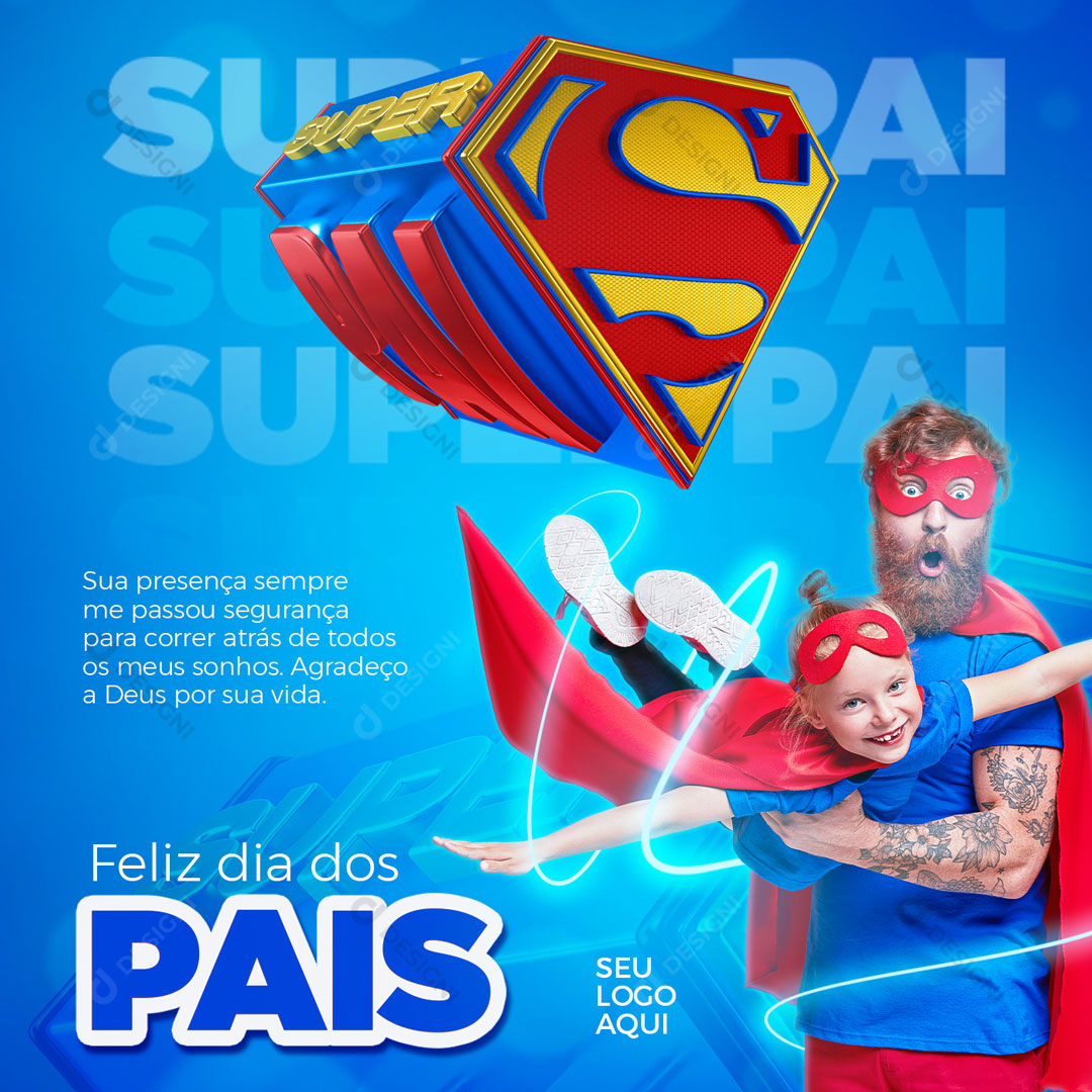 Dia dos Pais Super Pai Selo Social Media PSD Editável