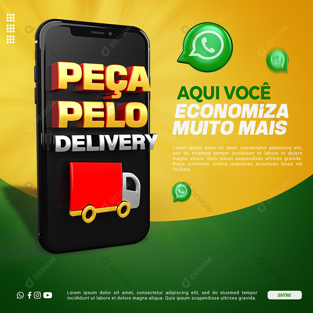 Peça Pelo Delivery Social Media PSD