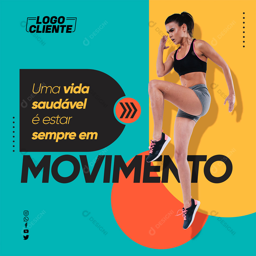Post Rede Social Template Para Academia Movimento PSD Editável