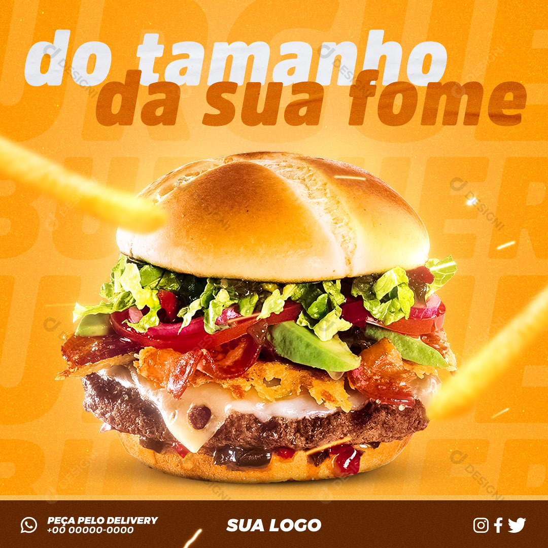 Hamburgueria do Tamanaho da Sua Fome Social Media PSD Editável