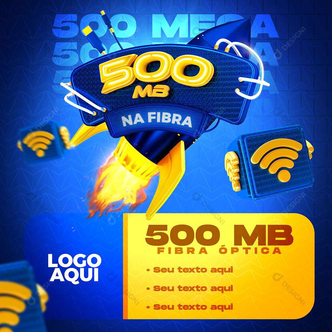 Internet 500 Mbps na Fibra Óptica Selo Social Media PSD Editável