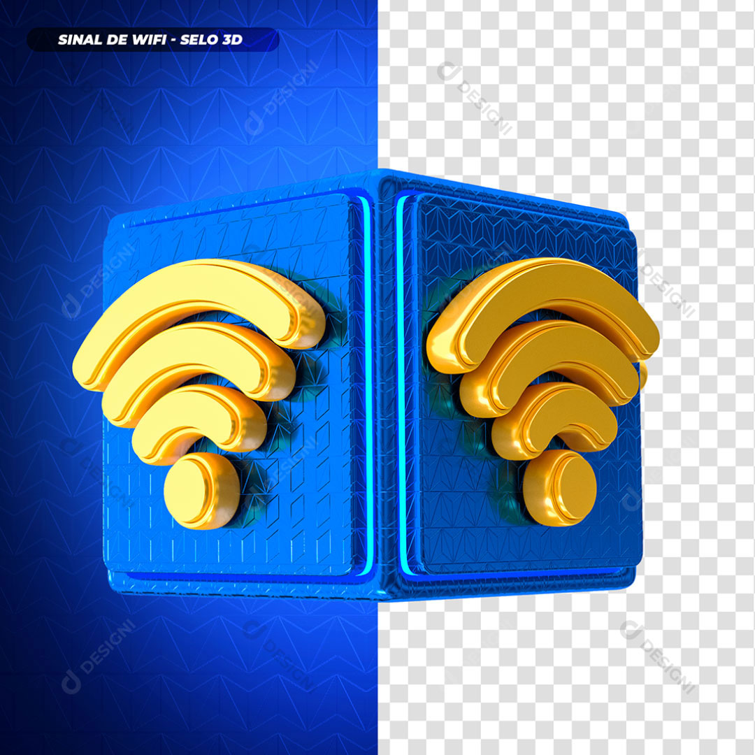 Sinal de Wi-Fi Selo 3D Elemento Para Composição PSD + PNG Transparente