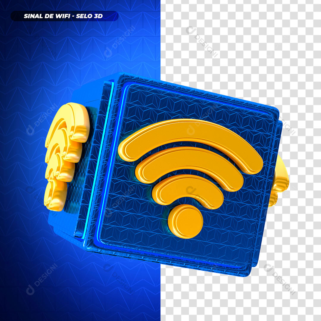 Sinal de Wi-Fi Selo 3D Elemento Para Composição PSD + PNG Transparente