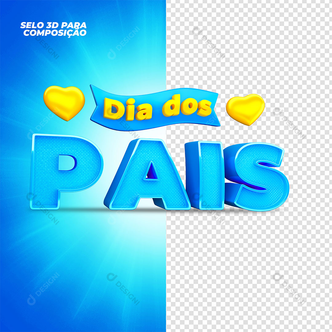 Dia dos Pais Selo 3D PSD + PNG Transparente