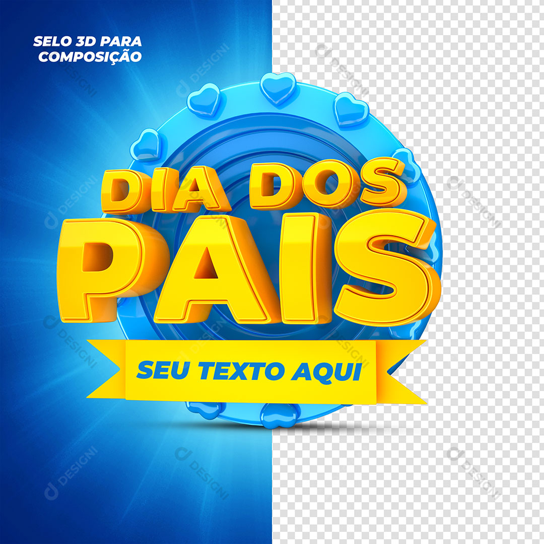Dia dos Pais Selo 3D Elemento Para Composição Texto Editável PSD