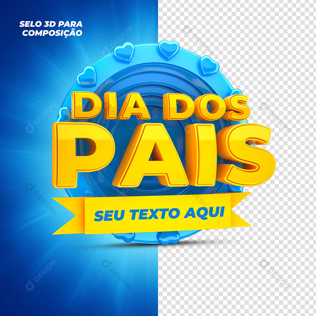 Dia dos Pais Selo 3D Elemento Para Composição Texto Editável PSD