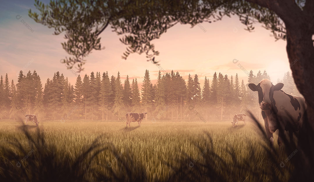 Manipulação de Imagem Campo Fazenda Gado JPG