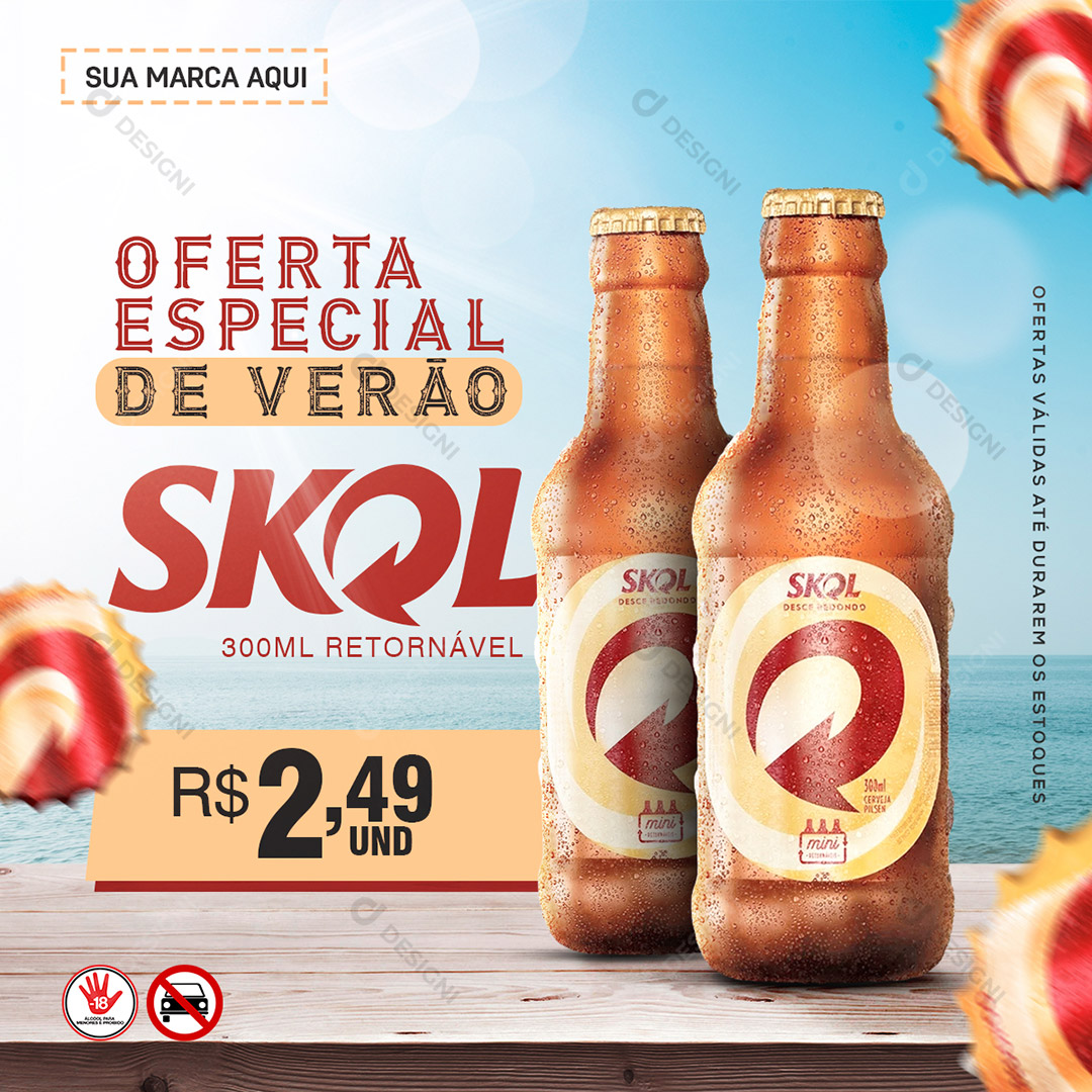 Cerveja Skol Bebidas Bares Social Media PSD Editável