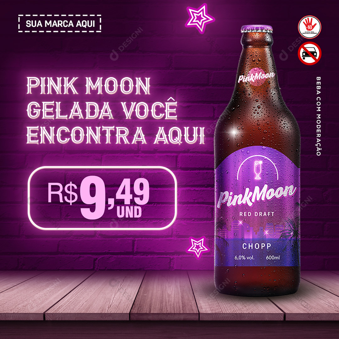 Pink Moon Cerveja Social Media PSD Editável