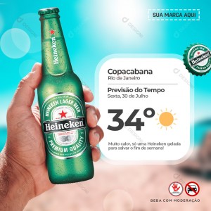 Heineken Social Media Cerveja Bares PSD Post Editável Photoshop