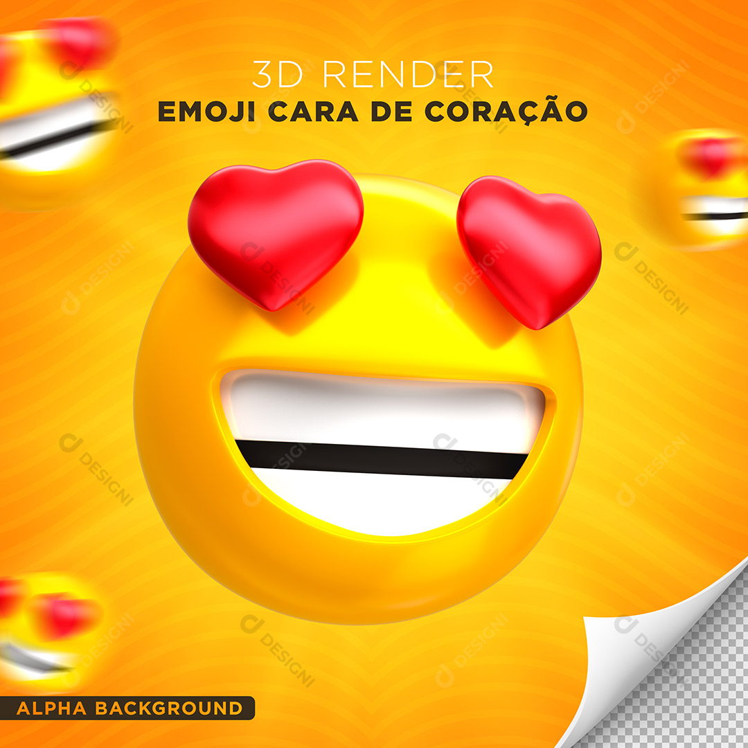 Emoji 3D Rosto Sorridente Com Olhos De Coração PNG