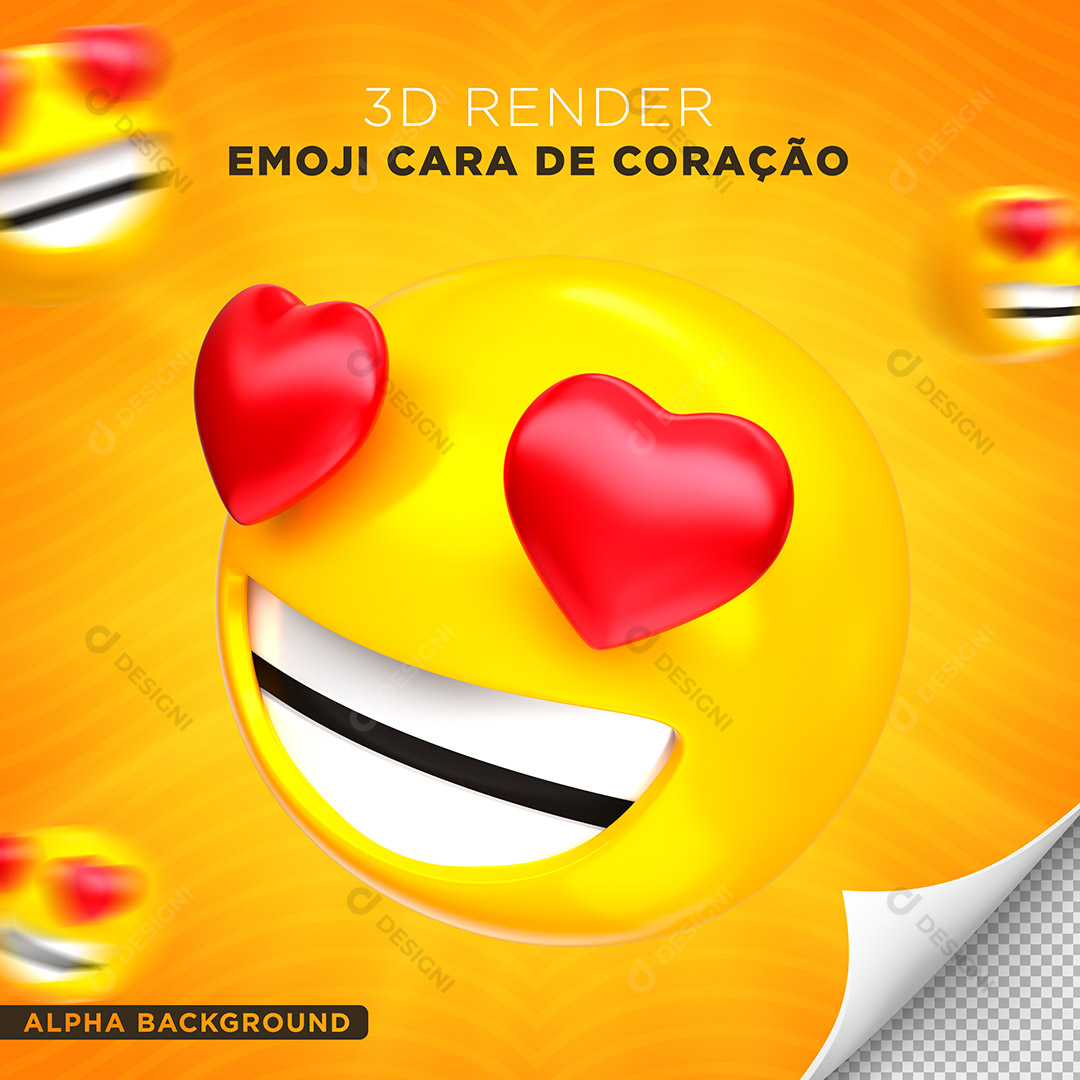 Emoji 3D Rosto Sorridente Com Olhos De Coração PNG