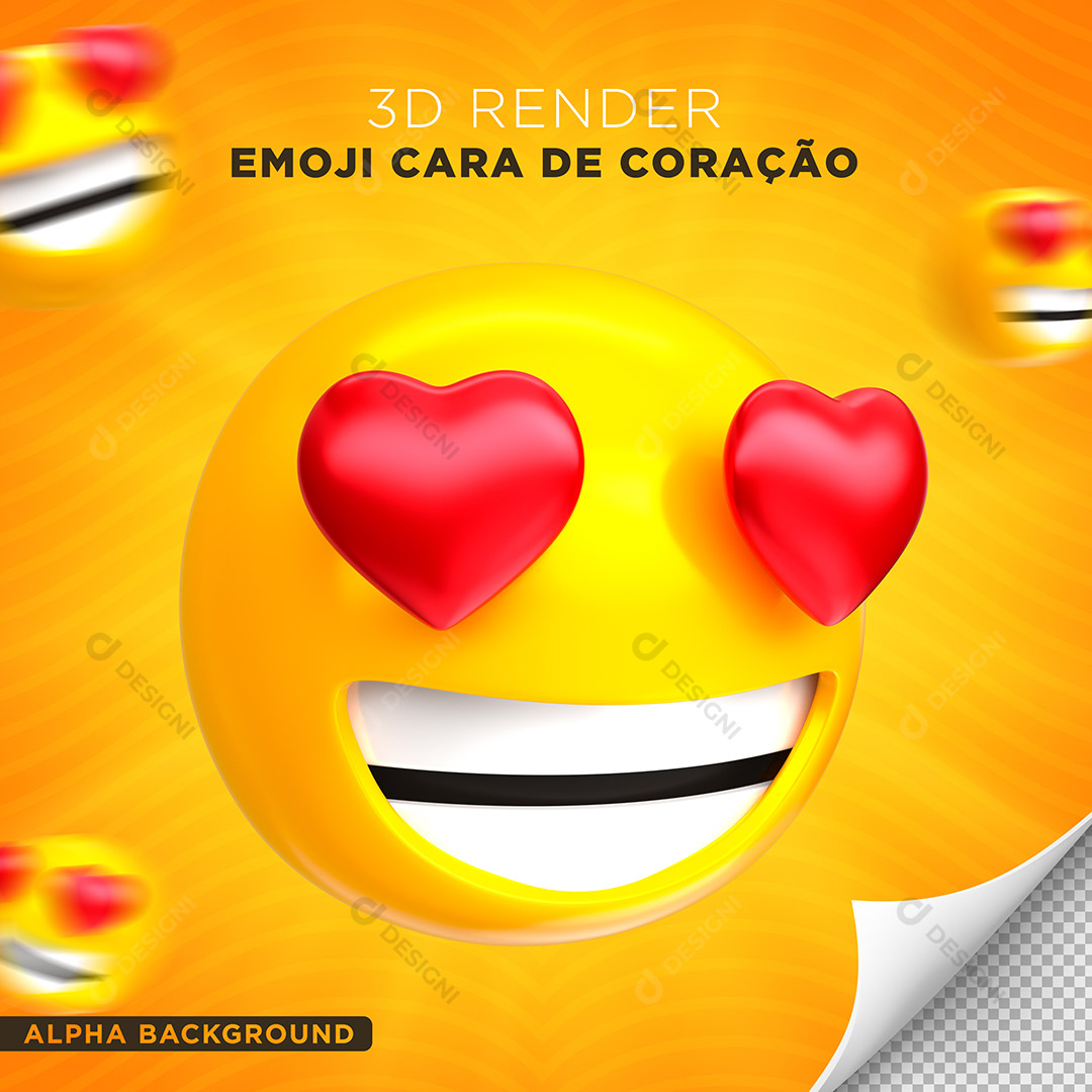 Emoji 3D Rosto Sorridente Com Olhos De Coração PNG