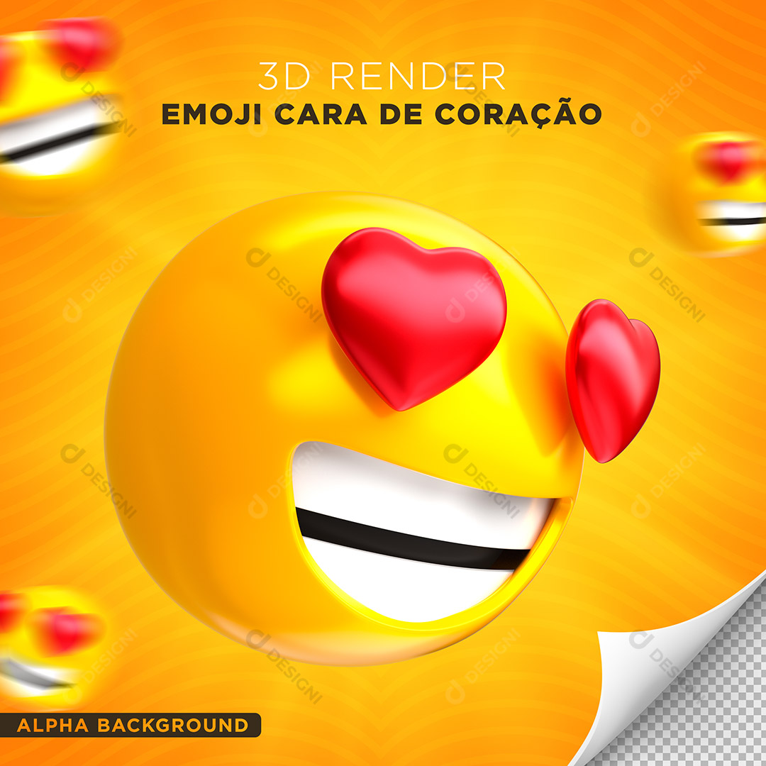 Emoji 3D Rosto Sorridente Com Olhos De Coração PNG