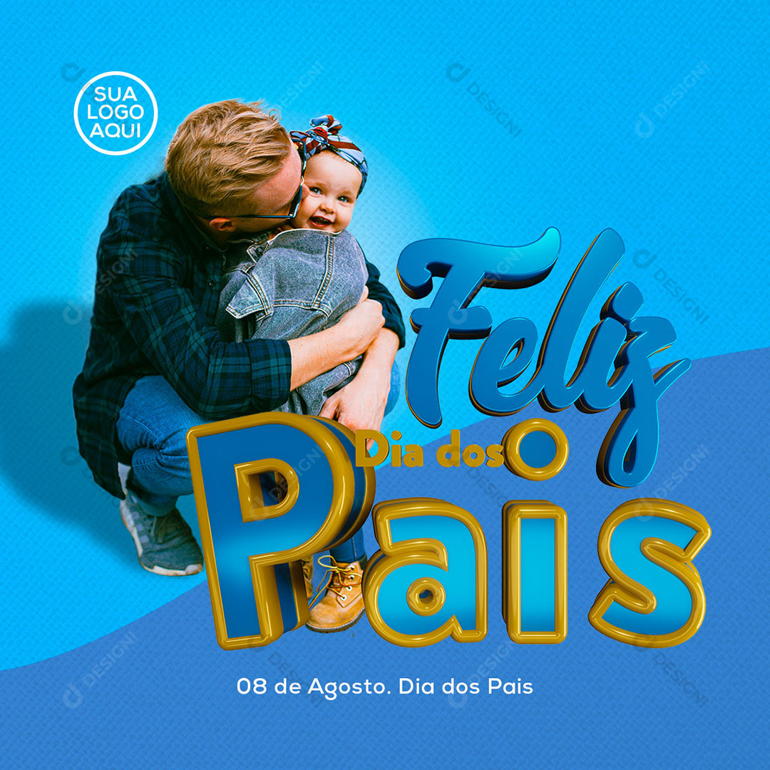 Feliz Dia dos Pais Selo 3D Em PNG Social Media PSD Editável